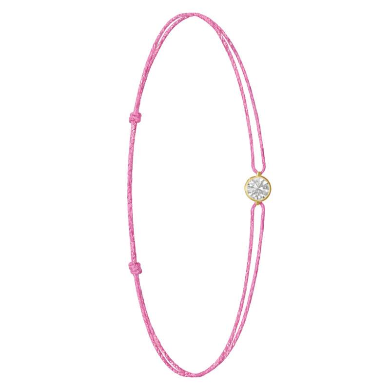 750/1000 Yellow Gold & Lab-Grown Diamond Pink Cord Bracelet 0.15 ct to 0.75 ct - Ocarat