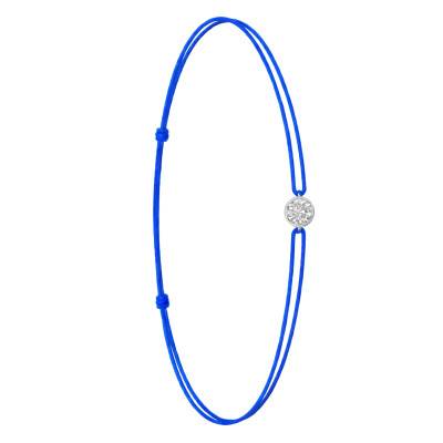 750/1000 White Gold & Lab-Grown Diamond 0.15 ct to 0.75 ct Blue Cord Bracelet - Ocarat