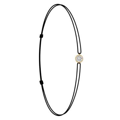 750/1000 Yellow Gold & Lab-Grown Diamond 0.15 ct to 0.75 ct Black Cord Bracelet - Ocarat