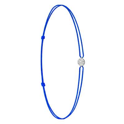 750/1000 White Gold & Lab-Grown Diamond 0.15 ct to 0.75 ct Blue Cord Bracelet - Ocarat