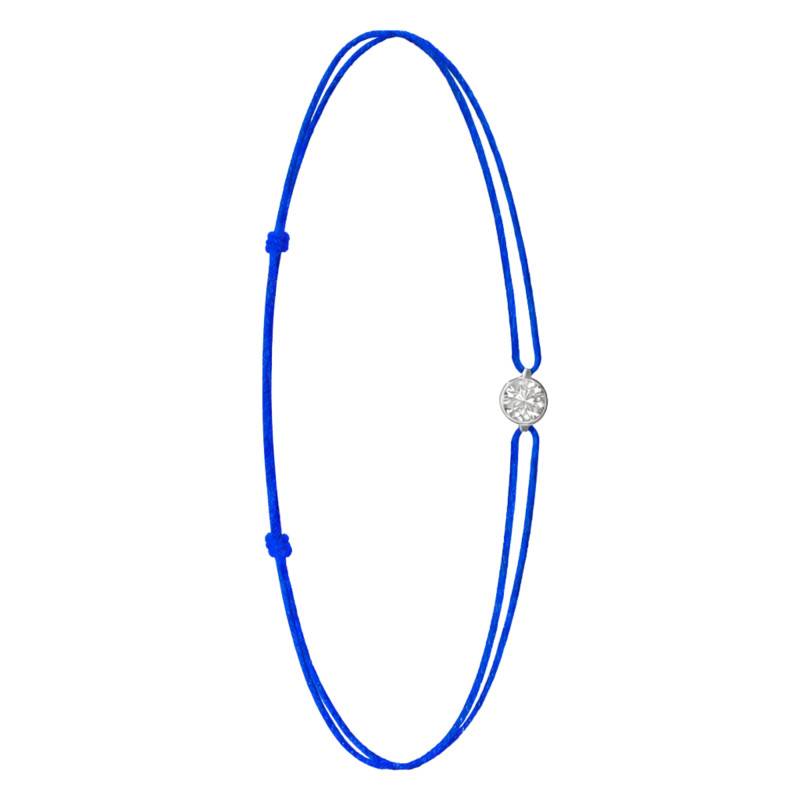 750/1000 White Gold & Lab-Grown Diamond 0.15 ct to 0.75 ct Blue Cord Bracelet - Ocarat