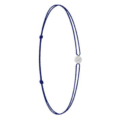 750/1000 White Gold & Lab-Grown Diamond Navy Blue Cord Bracelet 0.15 ct to 0.75 ct - Ocarat