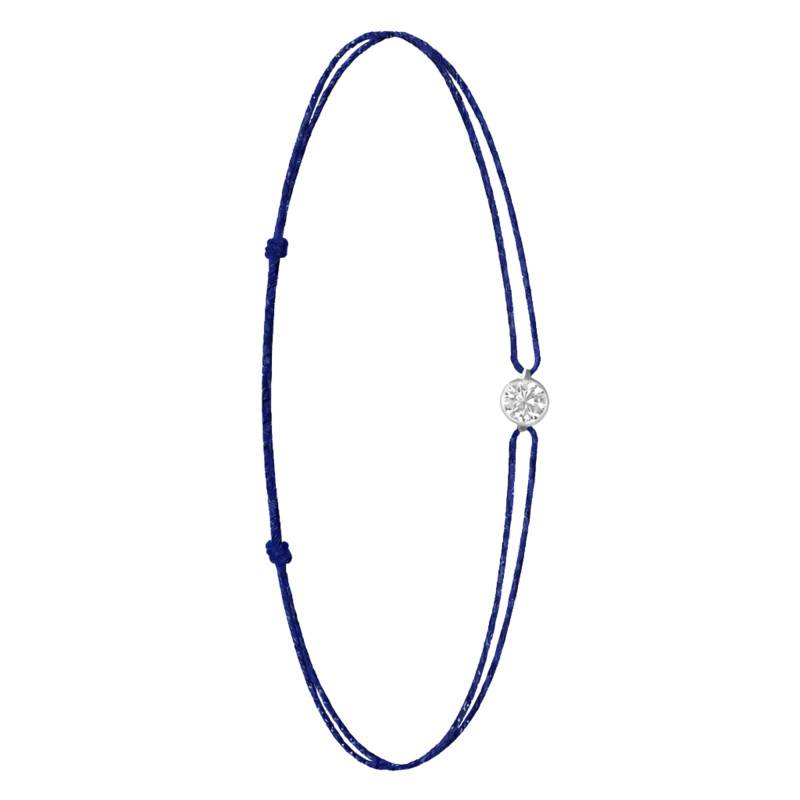 750/1000 White Gold & Lab-Grown Diamond Navy Blue Cord Bracelet 0.15 ct to 0.75 ct - Ocarat