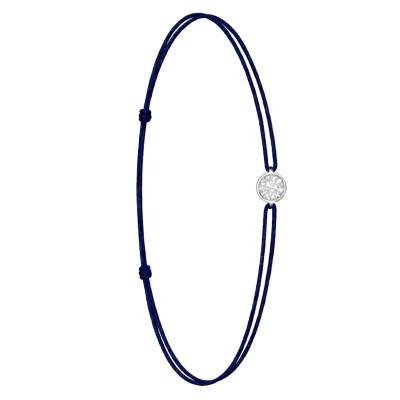 750/1000 White Gold & Lab-Grown Diamond Navy Blue Cord Bracelet 0.15 ct to 0.75 ct - Ocarat