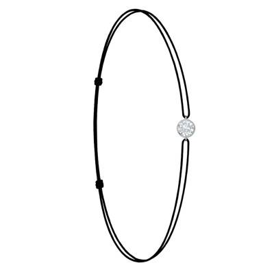 Bracelet Cordon Noir en Or Blanc 750 & Diamant de Synthèse de 0,15 ct à 0,75 ct - Ocarat