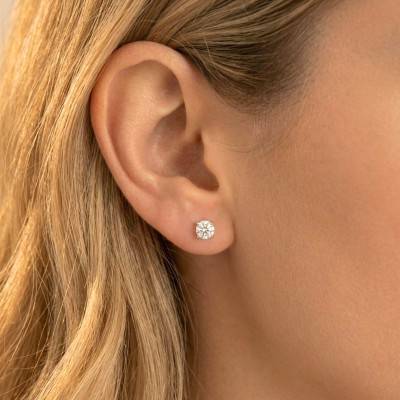 Boucles d'Oreilles Diamants de Synthèse 4 Griffes 2x0,40 ct en Or Blanc 375 ou 750 - Ocarat