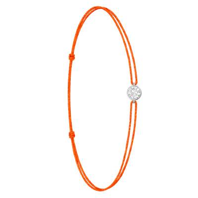 750/1000 White Gold & Lab-Grown Diamond 0.15 ct to 0.75 ct Orange Cord Bracelet - Ocarat