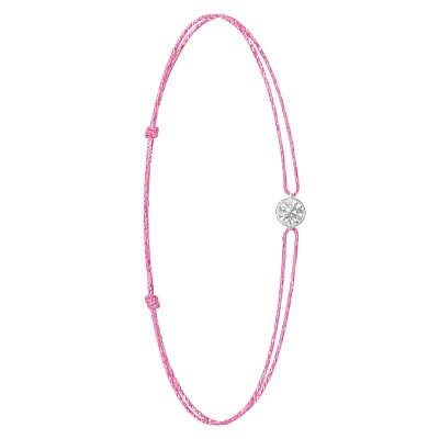750/1000 White Gold & Lab-Grown Diamond 0.15 ct to 0.75 ct Pink Cord Bracelet - Ocarat