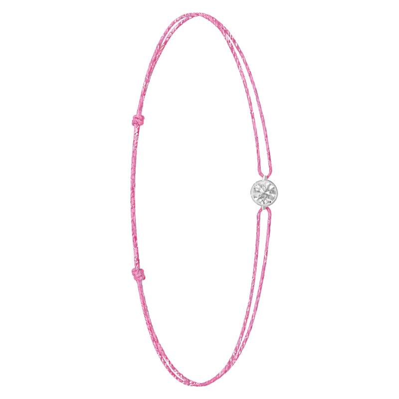 750/1000 White Gold & Lab-Grown Diamond 0.15 ct to 0.75 ct Pink Cord Bracelet - Ocarat
