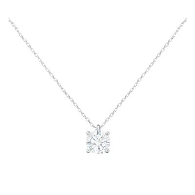 Collier Diamant de Synthèse 4 Griffes 0,50 ct en Or Blanc 375 ou 750 - Ocarat