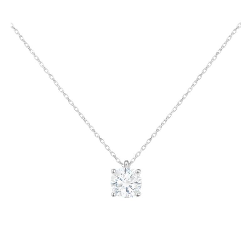 Collier Diamant de Synthèse 4 Griffes 0,50 ct en Or Blanc 375 ou 750 - Ocarat