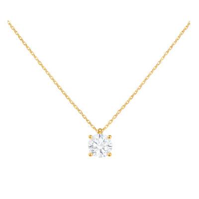 Collier Diamant de Synthèse 4 Griffes 0,50 ct en Or Jaune 375 ou 750 - Ocarat
