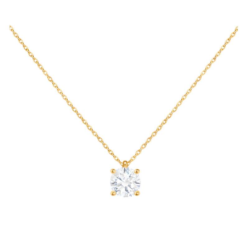 Collier Diamant de Synthèse 4 Griffes 0,50 ct en Or Jaune 375 ou 750 - Ocarat