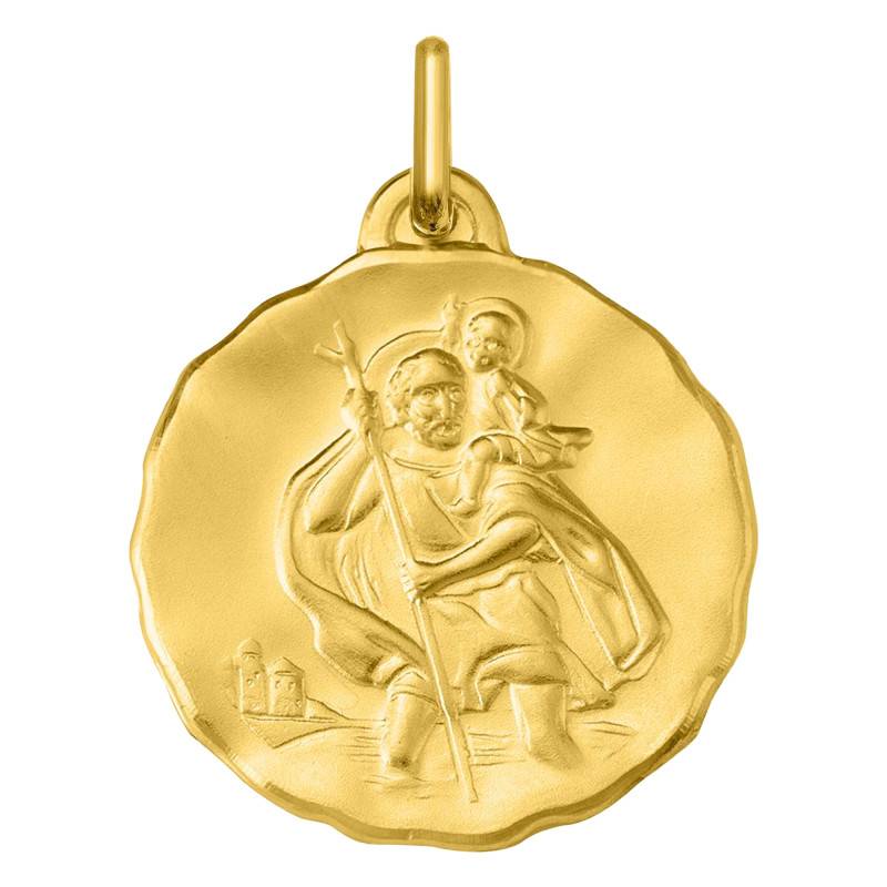 Médaille Ronde Saint Christophe Or Jaune 750, Diamètre 18 mm - Argyor