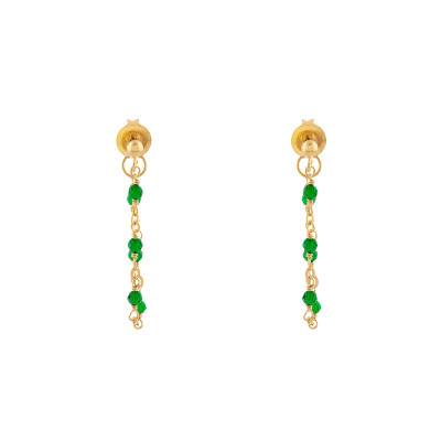 Boucles d'Oreilles Chaîne Dorées en Argent 925 & Onyx Verts - Orus Bijoux