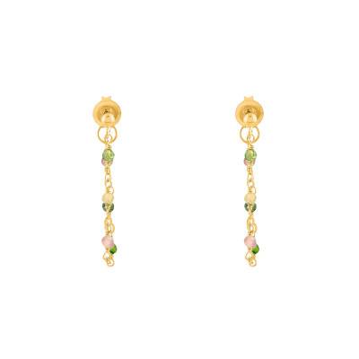 Boucles d'Oreilles Chaîne Dorées en Argent 925 & Tourmalines - Orus Bijoux