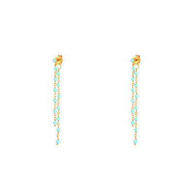Boucles d'Oreilles Pendantes Dorées en Argent 925 & Amazonites - Orus Bijoux