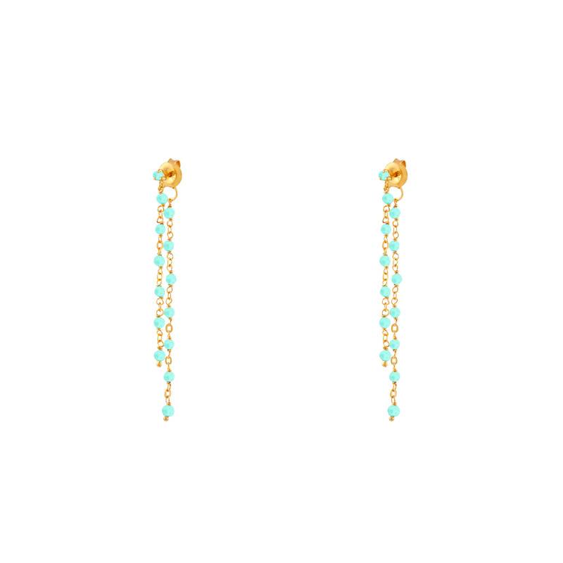 Boucles d'Oreilles Pendantes Dorées en Argent 925 & Amazonites - Orus Bijoux