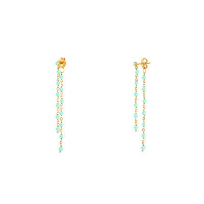Boucles d'Oreilles Pendantes Dorées en Argent 925 & Amazonites - Orus Bijoux