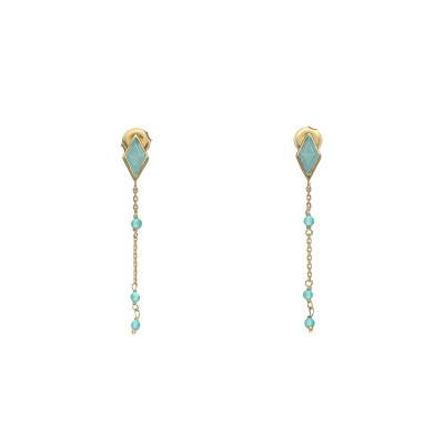 Boucles d'Oreilles Dorées Pendantes en Argent 925 & Amazonites - Orus Bijoux