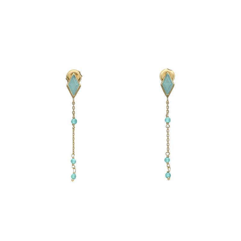 925 Sterling Silver & Amazonite Gold-Tone Drop Earrings - Orus Bijoux