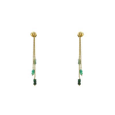Gold-Plated 925 Silver & Emerald Drop Earrings - Orus Bijoux