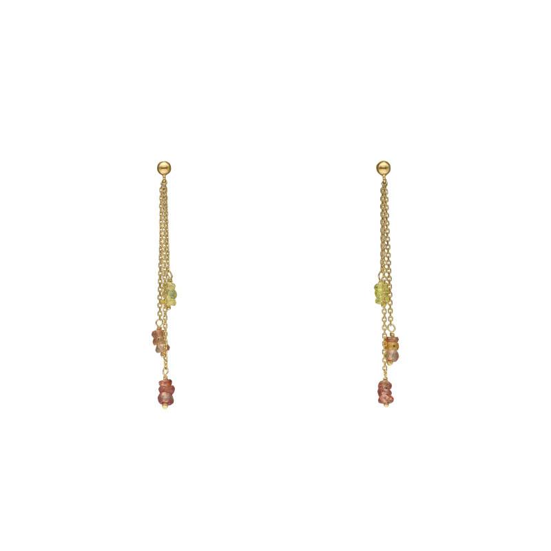 Boucles d'Oreilles Dorées Pendantes en Argent 925 & Saphirs Jaunes - Orus Bijoux