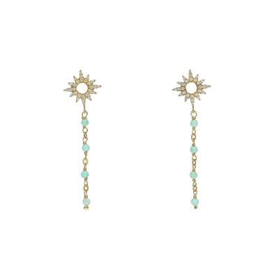 925 Sterling Silver Gold-Plated Sun Drop Earrings & Amazonites - Orus Bijoux