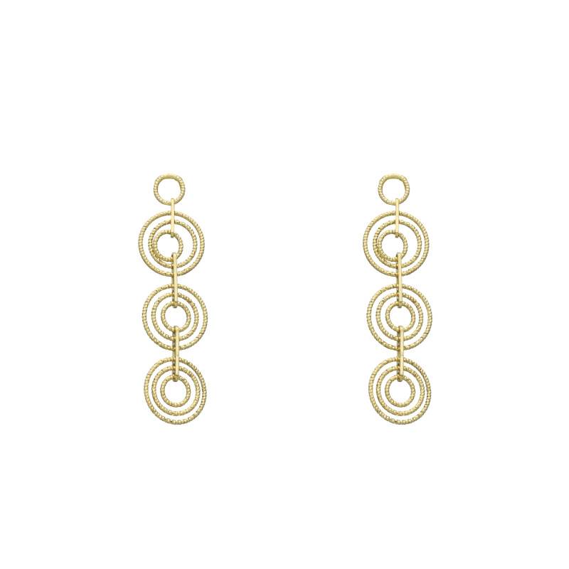 Gold-Plated Diamond-Cut 925 Silver Drop Earrings, 12 mm Diameter - Orus Bijoux