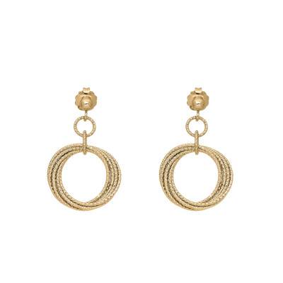 Boucles d'Oreilles Pendantes en Argent 925 Doré, Diamètre 20 mm - Orus Bijoux