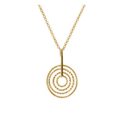 925 Sterling Silver Gold-Plated Diamond-Cut Spiral Necklace, 41 cm - Orus Bijoux