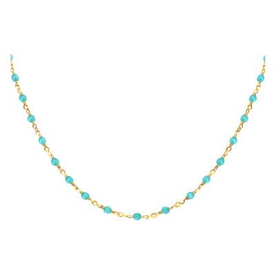 Collier en Argent 925 Doré & Amazonites, Longueur 41 cm - Orus Bijoux