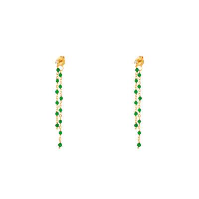 Boucles d'Oreilles Pendantes Dorées en Argent 925 & Onyx Verts - Orus Bijoux