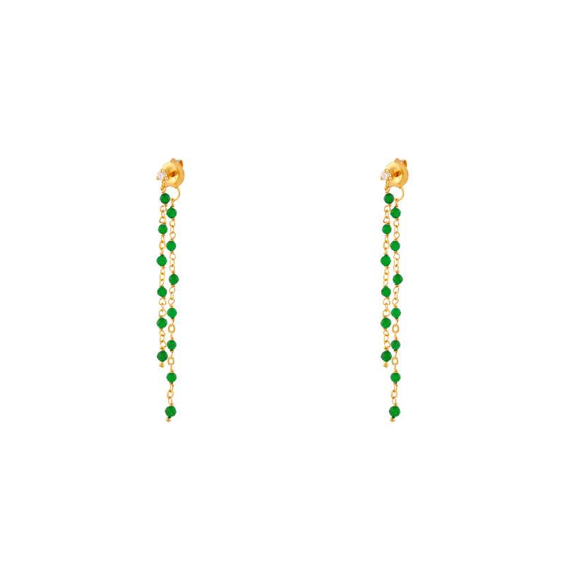 Gold-Plated 925 Silver & Green Onyx Drop Earrings - Orus Bijoux