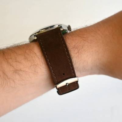 Chocolate Nubuck Leather Watch Strap - Gustave & Cie