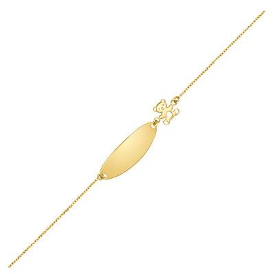 375 Yellow Gold Teddy Bear Baby ID Bracelet, Adjustable Length 12 cm - Ocarat