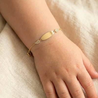 Gourmette Ailes Maille Forçat en Or Jaune 375, Longueur 12 cm Ajustable - Ocarat