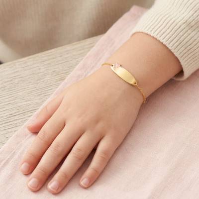 Gourmette Noeud Papillon Maille Forçat en Or Jaune 375, Longueur 12 cm Ajustable - Ocarat