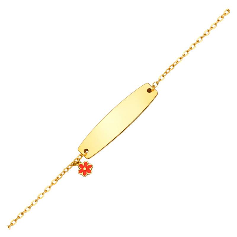 Gourmette Fleur Pendante Maille Forçat en Or Jaune 375 - Ocarat