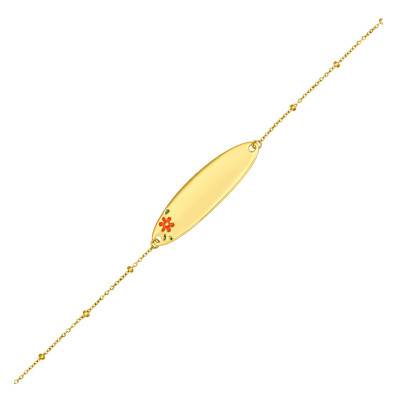375 Yellow Gold Flower Cable Chain Baby ID Bracelet, Adjustable Length 12 cm - Ocarat