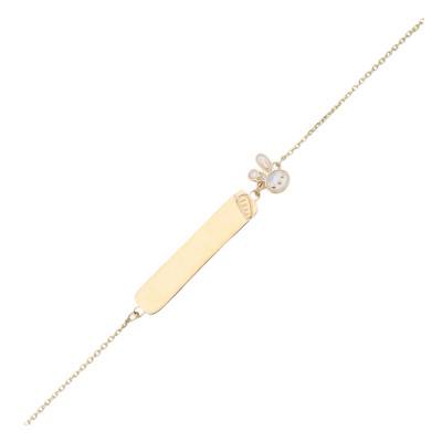 Gourmette Lapin Maille Forçat en Or Jaune 375, Longueur 12 cm Ajustable - Ocarat