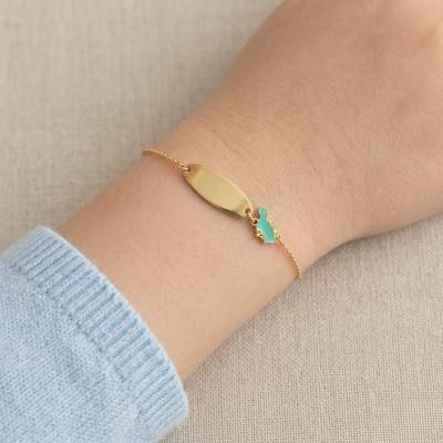 Gourmette Dinosaure Maille Forçat en Or Jaune 375, Longueur 12 cm Ajustable - Ocarat