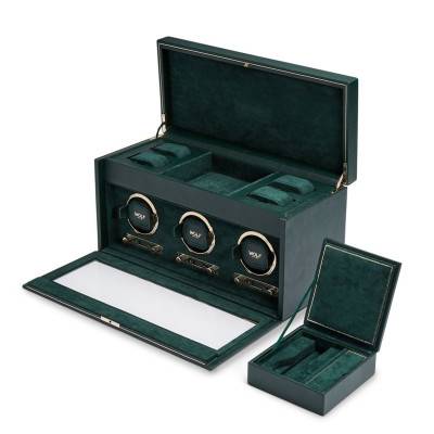 British Racing Green Triple Watch Box 792341 Winder - Wolf 1834