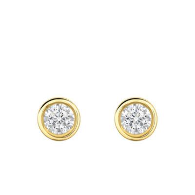 375 Yellow Gold Bezel-Set Diamond 2 x 0.05ct Stud Earrings - Ocarat