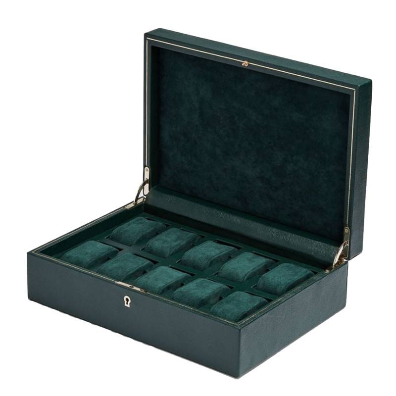 British Racing Green 10-Piece Watch Box 792802 - Wolf 1834