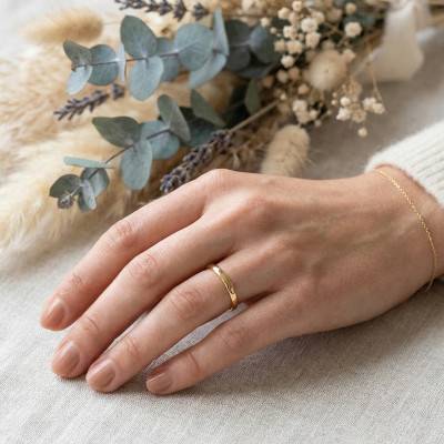 Alliance Demi-Jonc en Or Jaune 375, Largeur 2 mm - Amore