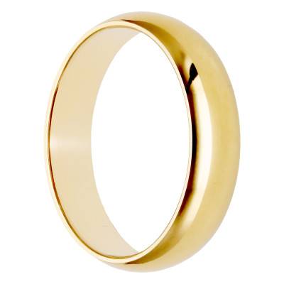 750/1000 Yellow Gold Half-Round Wedding Ring, 4 mm Width - Amore