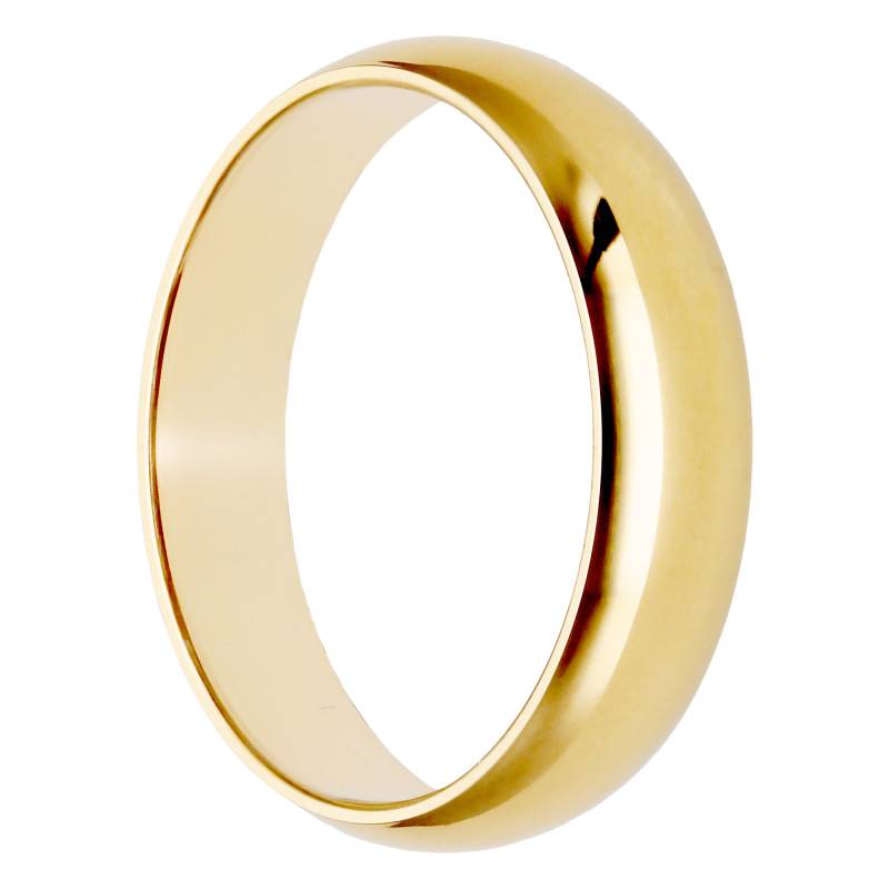 750/1000 Yellow Gold Half-Round Wedding Ring, 4 mm Width - Amore