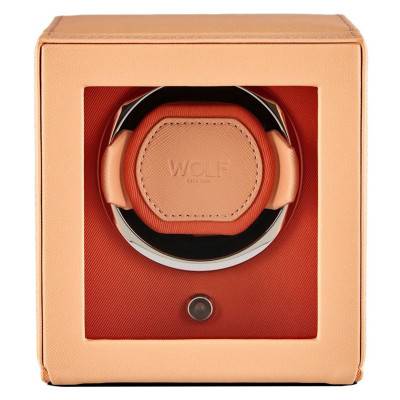 Orange Cubs & Cubbies Single Watch Winder with Cover - Wolf 1834