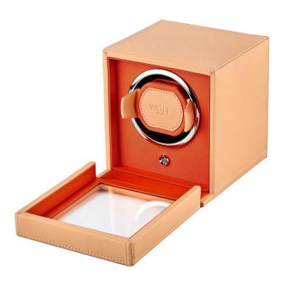 Orange Cubs & Cubbies Single Watch Winder with Cover - Wolf 1834
